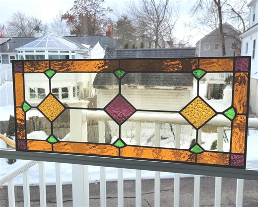 Victorian Stained Glass Window Panel, Traditional Style Transom - Etsy