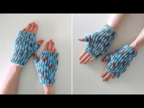 How to Crochet Easy Fingerless Mittens for Beginners | Knit-Look Ribbing