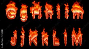 Loopable burning G, H, I, J, K, L, M. Alpha channel is included