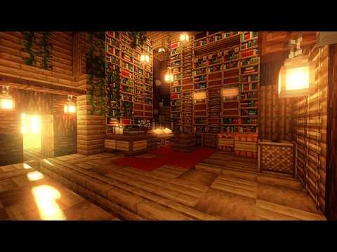 ​🕰️ Reading in an Old Minecraft Wooden Library (5 Hour Day-Night Loop) - No Distractions