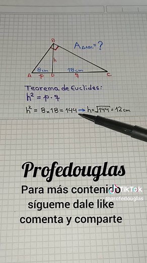 Teorema de Euclides: Cálculo del área del triángulo