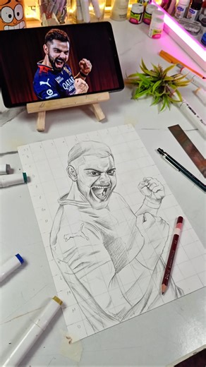 Virat Kohli Drawing, New Look 😍 #shorts #art #viratkohli #rcb #ipl