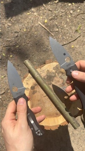 Serrated & Plain Edge Making a Spear Point, who won? #usa #entertainment #edc #viral #canada #wood