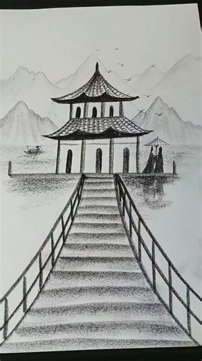 @artnottes on Instagram: "How to draw the beautiful chainese temple 😱😱 . . . #aer#drwaing#chainesetemple#temple#trendingpost#viralpost"