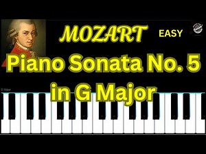 Piano Sonata No. 5 in G Major, K. 283...EASY PIANO TUTORIAL...