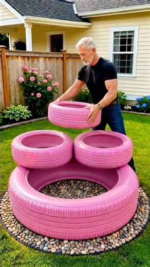 Transform Your Garden With This DIY Tire Flower Bed 🌹🌹🌹