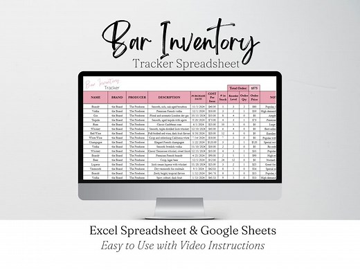 Bar Inventory Spreadsheet, Liquor Inventory, Beer and Wine Inventory, Alcohol Inventory, Restaurant Bar Template Order Tracker Google Sheet - Etsy