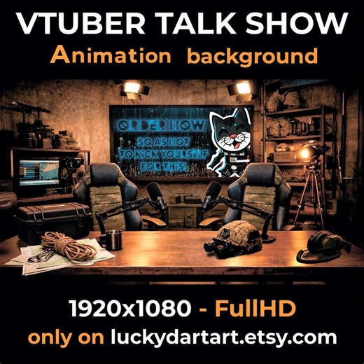 Military Stream Overlay – Vtuber Talk Show Overlay | Animated Background | Full HD 1920x1080 - Etsy