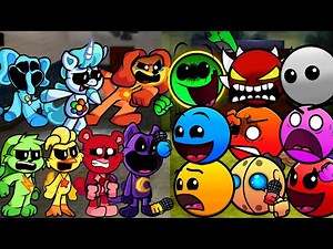 FNF Geometry Dash 2.3 vs Smiling Critters ALL Sings Friends To Your End - Fire In The Hole FNF Mods