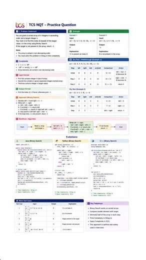 Binary Search Coding Question | TCS NQT | Java Python C++ | Complete Dry Run |