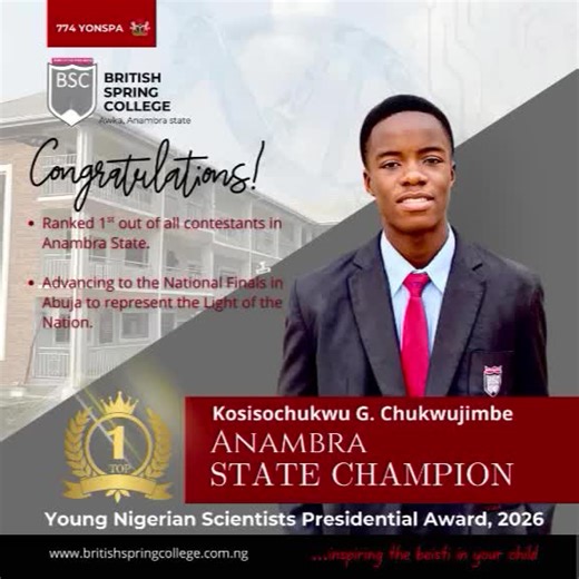 POV: #1 Young Scientist in Anambra! 🏆Kosisochukwu heads to Abuja for the National Finals 🇳🇬Admission Ongoing📞 07032861442