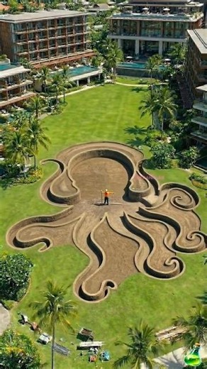 I Built a Giant Octopus Swimming Pool in a Luxury Hotel Backyard!