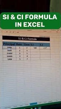 SI & CI Formula in Excel | Excel tips #excel #computer#exceltips #shorts #shortvideo #it #skt#skills