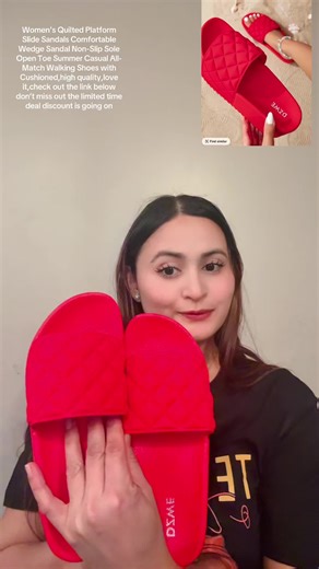 Women's Quilted Platform Slide Sandals Comfortable Wedge Sandal Non-Slip Sole Open Toe Summer Casual All-Match Walking Shoes with Cushioned Footbed Black#foryoupage #tiktokshop #EmClimaUltraLeve