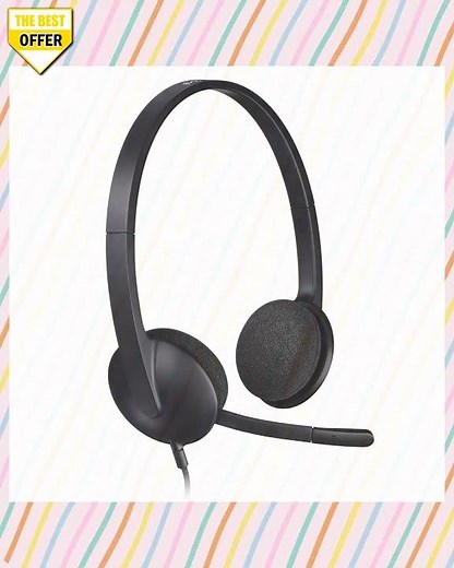 Logitech H340 Stereo Wired Headphones With Noise Cancelling Black