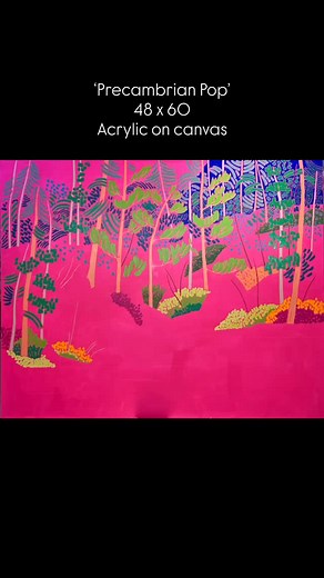 My biggest painting yet! She’s finally done. ‘Precambrian Pop’, 48 x 60, acrylic on canvas. I was definitely thinking about David Hockney while I worked on this one. I’m trying to think positive thoughts in general. I find audiobooks really help. Thank you, @suzannemcnenly for getting me on to that! . . . . #impressionism #artgallery #landscapepainting #canadianartist #modernart #fineart #canadianart #contemporaryart #canada #popart #precambrian #canadianshield #colour | Shelley Newman, SCA, OSA