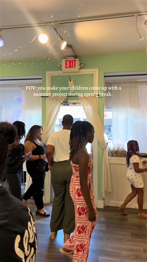 Last year, i introduced an idea to my family that had been in my head for years. Spring into Summer project is where i take my girls to the library during spring break to come up with a “business plan” it allowed them to expand their mind , network , learn how to market and fundraise and step out their comfort zone. Kho decided to lean in to her talent and have an art show. It was a hit! She grossed over 700 dollars from tickets and selling her art. I’m so proud of her. I’m gonna post my other g