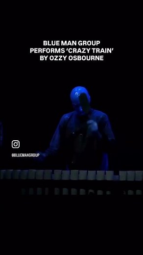 The blue man group performs crazy train by Ozzy Osbourne