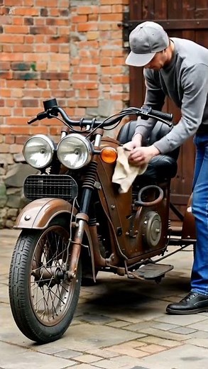 "1960s Vintage Trike: Classic Retro Motorcycle with Dual Rear Wheels