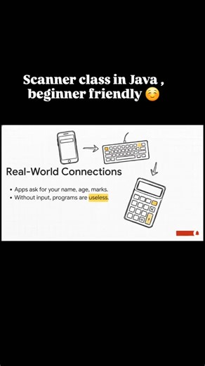 javawithnandini on Instagram: "In Day 20 of our Java beginner series, we learn how to take user input in Java using Scanner. Topics covered: - Why input is needed - What Scanner is - Integer input using nextInt() - String input using next() - Complete beginner-friendly program This video is perfect for absolute beginners learning Java from scratch. Watch till the end and continue to Day 21 to learn if-else conditions in Java. #userinputinjava #scannerclassjava #javascannerexample #javainputprogr