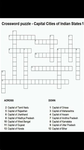 Comment down your answers. #crossword #india #puzzle