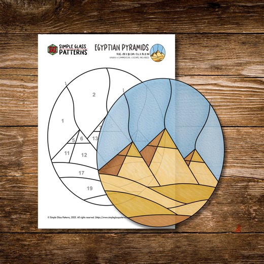 Egyptian Desert Pyramids Stained Glass Pattern • Simple Suncatcher Designs for Beginners - Etsy