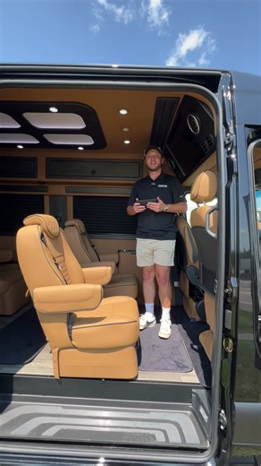 Have you heard about OGV vans? This one seats 10, has a TV, stereo sound, a convertible bed, onboard bathroom, outside shower, as well as a 12V refrigerator and microwave. Built on a Mercedes-Benz Sprinter Chassis with custom woodwork, OGV redefines the luxury coach experience. Watch the video to see just how crazy these vans get! We have 2 in stock, this one is the 2025 V-CRUISE. Video brought to you by Christian and the good folks at Travers St Louis RV!