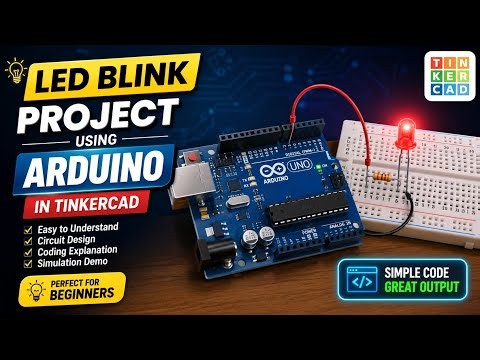 LED Blink Project Using Arduino in Tinkercad | Beginner Arduino Project | Step-by-Step Tutorial