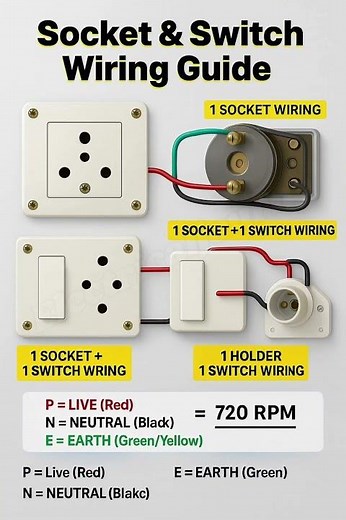 🔥 Socket Switch Wiring Guide | 2 Pin & 3 Pin Socket Wiring Step by Step #dry #education