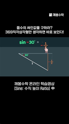 음수의 싸인값을 구하라? 369직각삼각형만 생각하면 바로 보인다! | @quebonmath​