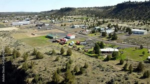 US, Oregon, Redmond, Crooked River Ranch, 2025-04-12 - Drone view rising up over the gorge of the Crooked River just south of the ranch in spring in central Oregon