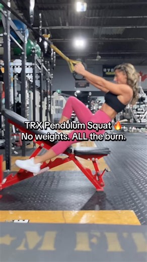 Carrie | Menopause, Lifestyle + Fitness Coach For Women 40+ on Instagram: "TRX Pendulum Squat 🔥 New obsession unlocked. ✅ Minimal equipment. 🔥 Maximum burn. This setup lights up your quads + glutes without heavy weight, and yes… it’s deceptively brutal in the best way. If you think you need more weight to build muscle… this will change your mind. WHY I LOVE IT ✔ Quad + glute dominant ✔ Joint-friendly ✔ Perfect for midlife strength + muscle ✔ Progressions built in This is smart training, not ju