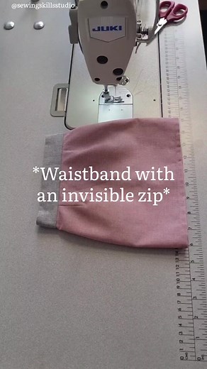 *Waistband with invisible zip* - sample is 1/2 scale. #sewingvideo #sewingtutorial #videotutorials #sewingvideo #skirt #waistband #video #ticktock