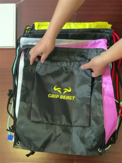 Promotional Custom Logo Draw String Bag 210d Polyester Sport Backpack Drawstring Nylon Gym Bags With Zipper Pocket