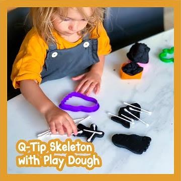 Skeleton Craft with Q-Tips and Homemade Play Dough