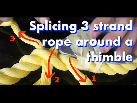 Splicing 3 strand rope around a thimble