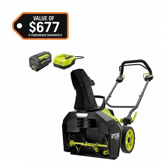 Reviews for RYOBI 40V HP Brushless 18 in. Single-Stage Cordless Electric Snow Blower with 6.0 Ah Battery and Charger | Pg 1 - The Home Depot