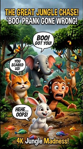 THE GREAT JUNGLE CHASE! 'BOO' PRANK GONE WRONG! #cartoons #animations #shortsfeed #shorts