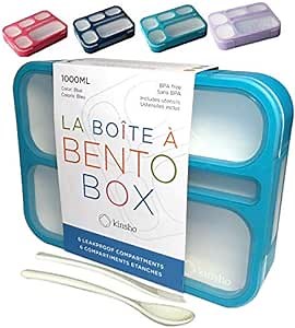 Bento Box Lunch-Box for Kids Adults, Snackle Box Snack Containers for Toddlers Daycare, Leakproof School Bentobox, 6 Section Meal Container for Boys Girls Women Lunches, BPA Free Utensils, Blue