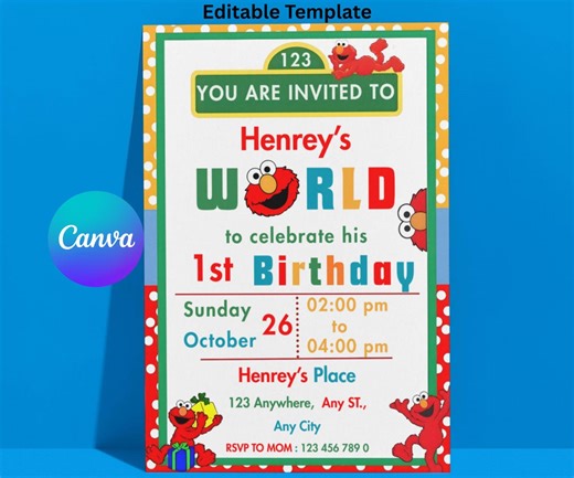 Editable Kids Cartoon Invite Template, Birthday Invitation, Template Printable | For Boy and Girl Kids invitation, Invite Instant Download