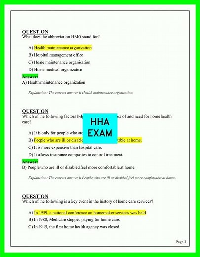 HHA EXAM 2026 Practice Questions and Answers | Home Health Aide Study Guide Review 2026 Update Now