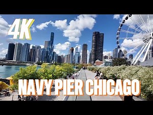 4K Navy Pier Chicago Walking Tour | Iconic Ferris Wheel & Skyline