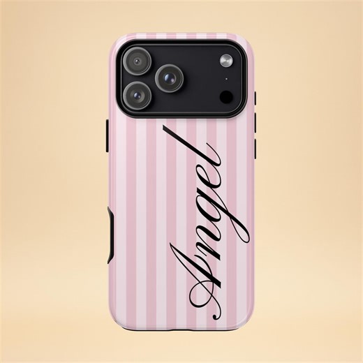 Vintage Angel Phone Case for iPhone 17, 16, 15 Pro Max – Samsung S25, S24, S23 – Pink Stripes Aesthetic Design – Gift Idea   Free Wallpaper - Etsy