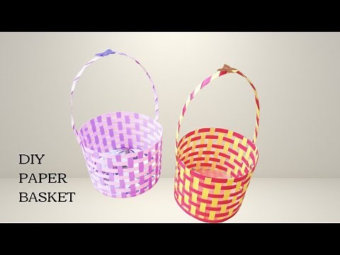 How to make easy paper basket / How to make weaving paper basket/ Easy gifts box