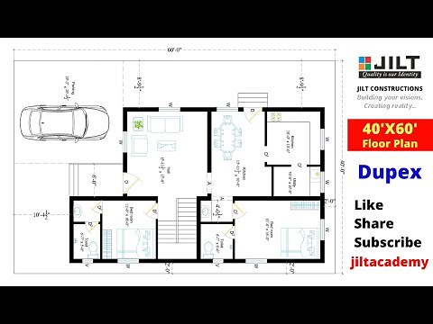 40'X60' House Plan - Duplex Model, Autocad Step by Step Learning | Best Floor Plan | Villa