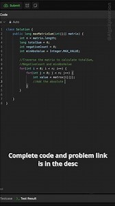1975. Maximum Matrix Sum | Daily LeetCode Solution | Java #coding #programming #leetcodechallenge