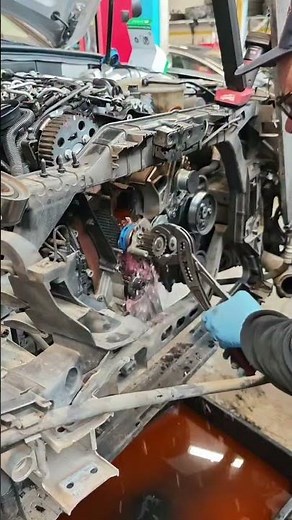 auto technician engine water pump replacement #automobile