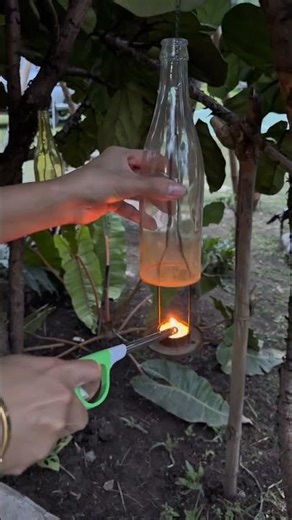 How to make a lamp using candles and glass bottles #shorts