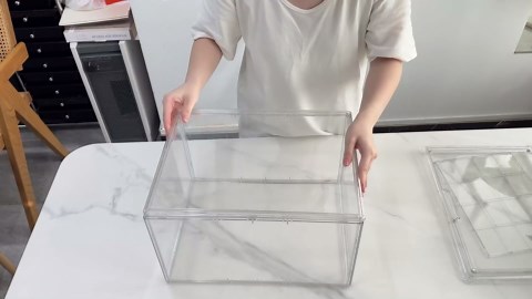 Acrylic Display Case Compatible with Labubu POP MART, 3 Adjustable Layers Figure Clear Display Case with 1 Removable Divider, Display Cases for Collectibles with Magnetic Door, Large