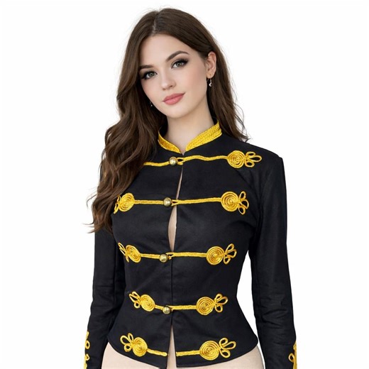 Black Military Jacket | Gold Braid, Gothic Royal Fashion - Etsy